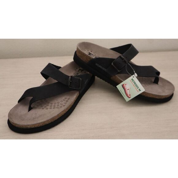 Mephisto Women's Sz 37 US 7 Black Nubuck Leather Helen Sandals - Picture 5 of 14